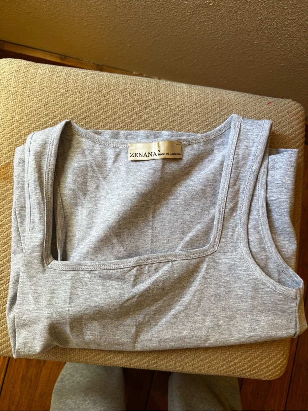 Zenana Outfitters Light Gray Square Neck Tank